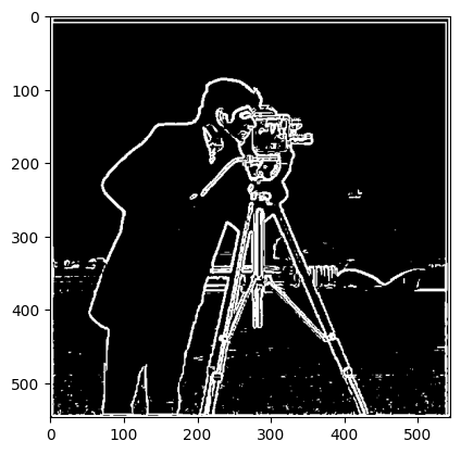 Gaussian filter, gradient magnitude calculation, then binarization